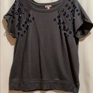 JUICY COUTURE GRAY KNIT SWEATSHIRT/W JEWELS SZ XL